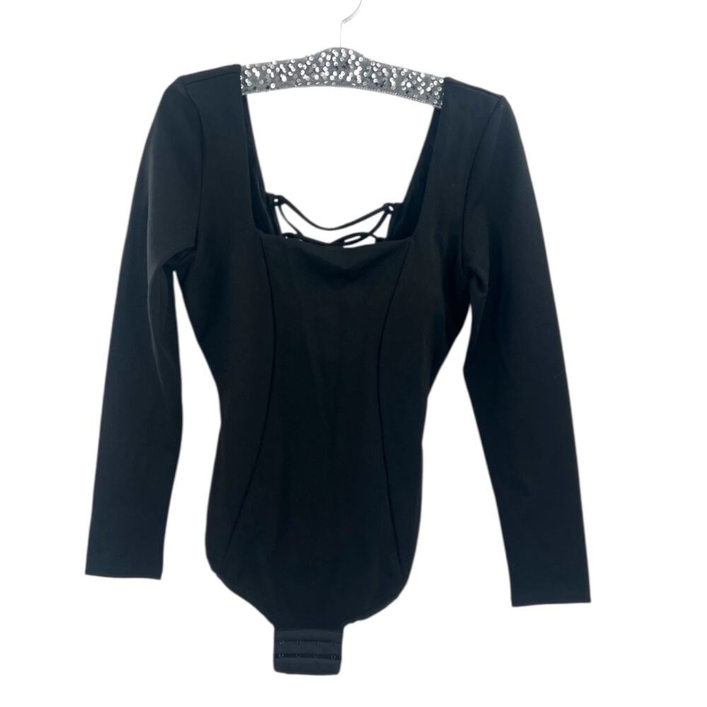 NWOT TA3 squarely long sleeve bodysuit sz M black
